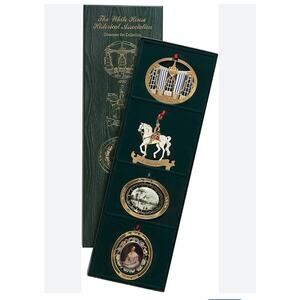 White House Historical Association gold Christmas ornaments from 1990- 1993 New